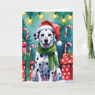 Carte de voeux de Noël de chien dalmate