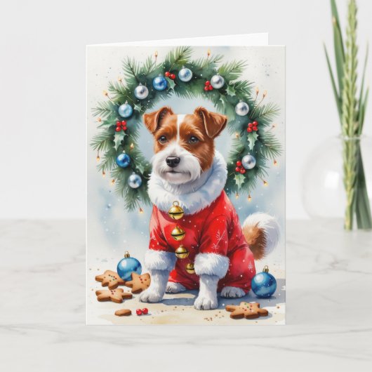 Carte de voeux de Noël de chien de Terrier frontal (Devant)