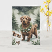 Carte de voeux de Noël de chien d'Otterhound (Fleur jaune)