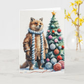 Carte de voeux de Noël de chien Komondor (Fleur jaune)