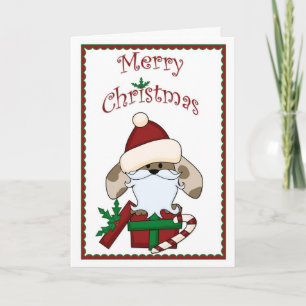 Carte de voeux de Noël de Chien Père Noël