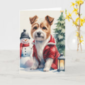 Carte de voeux de Noël de Chien Tibétain Terrier (Fleur jaune)
