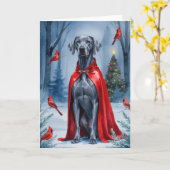 Carte de voeux de Noël de chien Weimaraner (Fleur jaune)