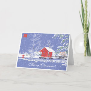Carte de voeux de Noël de cottage de Chambre de