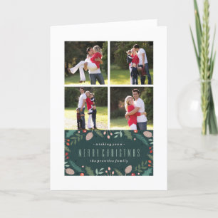 Carte de voeux de Noël de Foliage d'hiver - Turquo