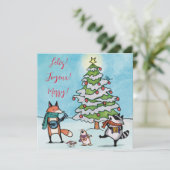 Carte de vœux de Noël de la forêt fantaisiste (Debout devant)