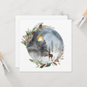 Carte de voeux de Noël de la lanterne Reindeer d'h (Devant/Arrière en situation)
