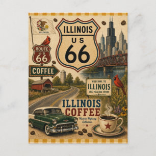 Carte de vœux de Noël de la Route 66 de l'Illinois