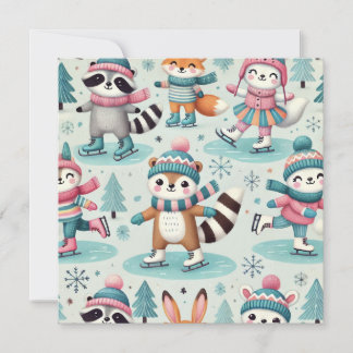 Carte de voeux de Noël de la saison de patinage