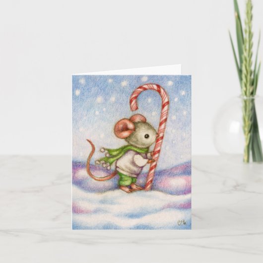 Carte de voeux de Noël de la souris sucre de canne (Devant)