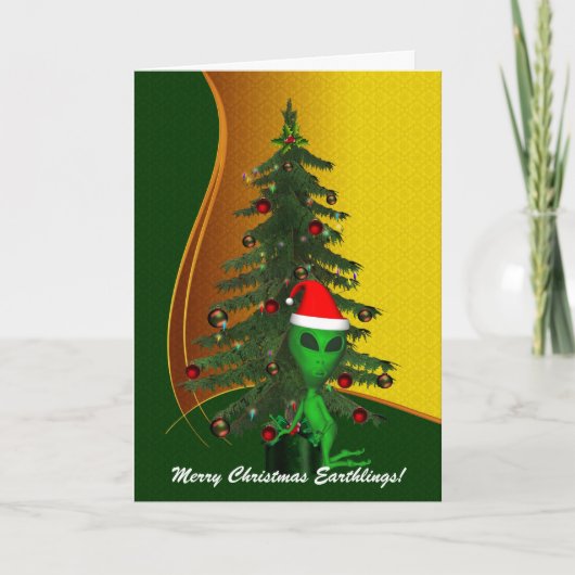 Carte de voeux de Noël de l'Alien Père Noël (Devant)