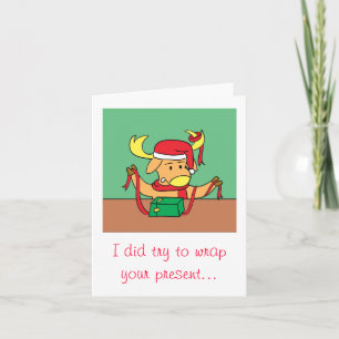 Carte de vœux de Noël de rennes de dessin animé dr