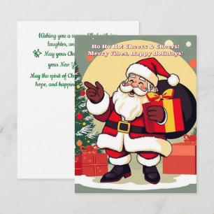 Carte de vœux de Noël de Santa aux vibrations joye