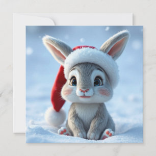 Carte de voeux de Noël de Santa Hat Bunny