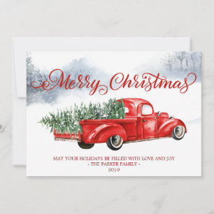Carte de vœux de Noël de vacances de camion rouge