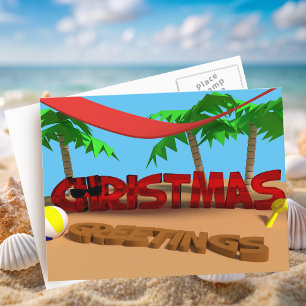 Carte de vœux de Noël de vacances de plage