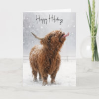 Carte de vœux de Noël de vache des Highlands lécha