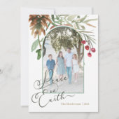 Carte de vœux de Noël de verdure de paix sur terre (Devant)