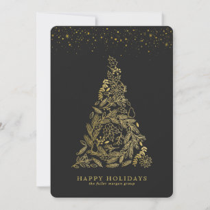 Carte de vœux de Noël d'entreprise Arbre en or dor