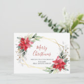 Carte de vœux de Noël d'entreprise Poinsettia élég (Debout devant)