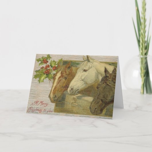 Carte de voeux de Noël des Chevaux vintages (Devant)