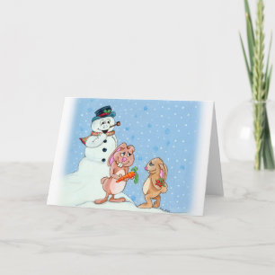 Carte de voeux de Noël des lapins de neige