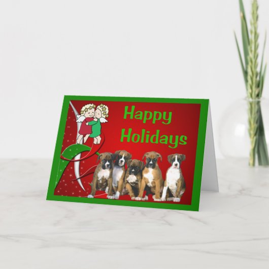 Carte de voeux de Noël des petits anges Boxer (Devant)