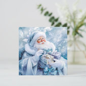 Carte de voeux de Noël d'hiver bleu (Debout devant)