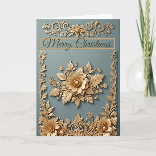 Carte de vœux de Noël dorée (Devant)