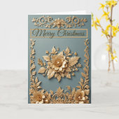 Carte de vœux de Noël dorée (Fleur jaune)