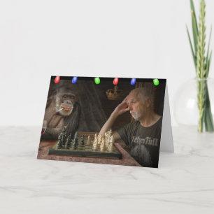 CARTE DE VŒUX DE NOËL DRÔLE AVEC UN CHIMPANZÉ