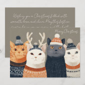 Carte de vœux de Noël drôle de chat (Devant / Derrière)