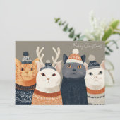 Carte de vœux de Noël drôle de chat (Debout devant)
