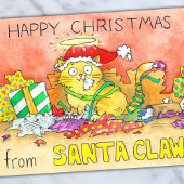 Carte de vœux de Noël drôle de chat