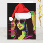 Carte de vœux de Noël drôle MONA LISA (Fleur jaune)