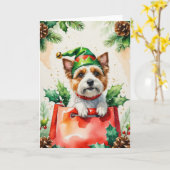 Carte de voeux de Noël du chien de Cairn Terrier (Fleur jaune)