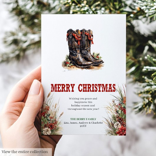 Carte de vœux de Noël du Far West avec éperons et