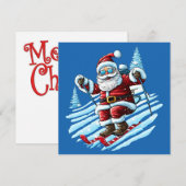 Carte de vœux de Noël du Père Noël skieur (Devant / Derrière)