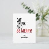 Carte de vœux de Noël Eat Drink & Be Merry (Debout devant)