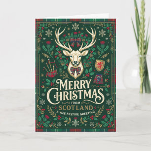 Carte de vœux de Noël écossais joyeuse scène des H