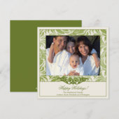 Carte de vœux de Noël Elegant Green Flourish (Devant / Derrière)