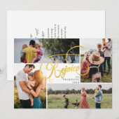 Carte de vœux de Noël Elegant Rejoice 2 Or avec co (Devant / Derrière)