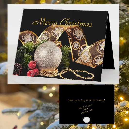 Carte de vœux de Noël élégante argent or entrepris