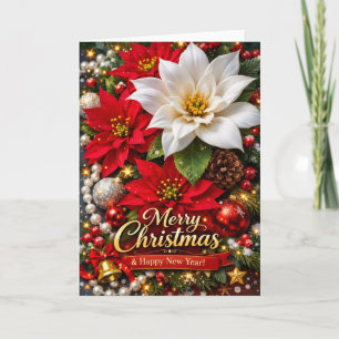 Carte de vœux de Noël élégante au poinsettia