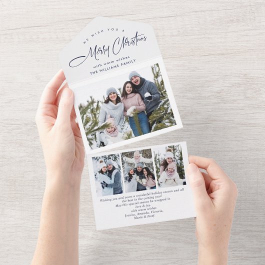 Carte de vœux de Noël élégante avec 4 photos (Déchirure)