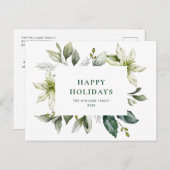 Carte de vœux de Noël élégante avec poinsettia (Devant / Derrière)