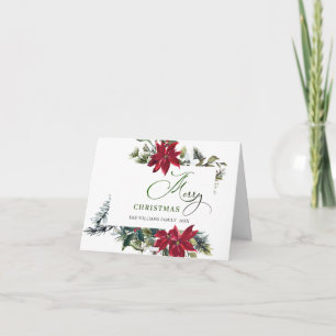 Carte de vœux de Noël élégante avec poinsettia et 