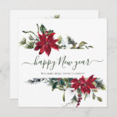 Carte de vœux de Noël élégante avec poinsettia pou (Devant / Derrière)