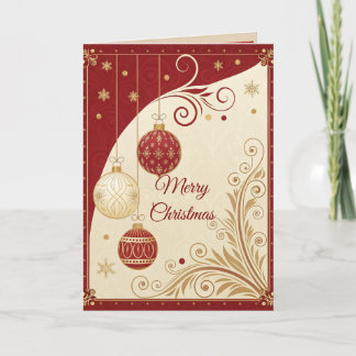 Carte de vœux de Noël élégante rouge et or