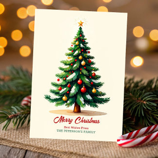 Carte de vœux de Noël en aquarelle représentant un